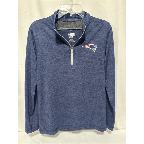 New England Patriots Shirt Unisex Small Blue 1/4 Zip Long Sleeve Lightweight NFL - Picture 1 of 8